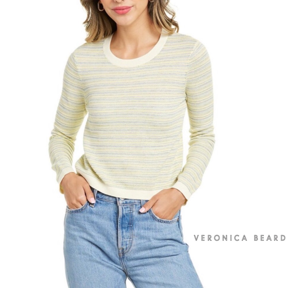 Veronica Beard Yellow and White Striped Sweater
